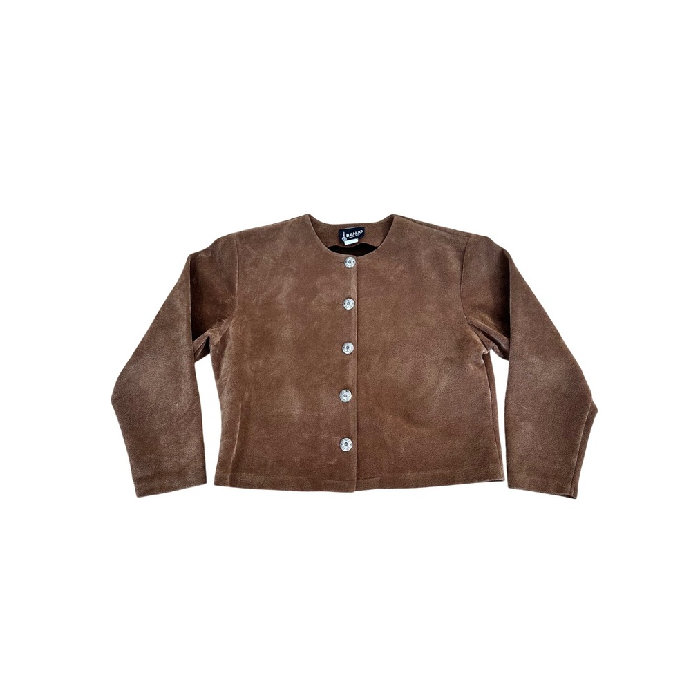 VTG BANJO Brown Suede Jacket‎ Blazer Button Front Women's Large
